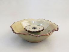 Ceramic Bowl with a brown rim for fruit, salad