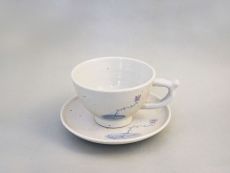 Kaffeetasse set, weiß, Lotusblumendekor