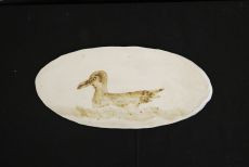 Teller, weiß mit Ente, oval