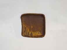 Square plate, matt raw brown