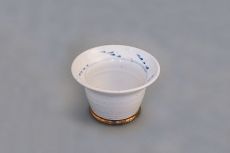Ceramic Cup, white with Gold round, Blue Deco