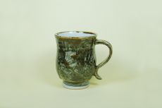 Tasse mit Griff, dunkelgrün gemischt marmoriert