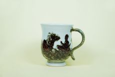 Tasse mit Griff, weiß mit Buddha