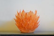 Teelichthalter, orange, Lotusform