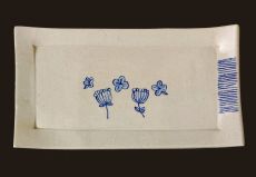 White square plate(Blue Flowers)