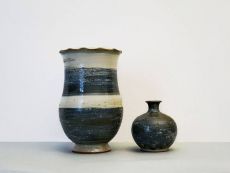 Vase in hellbeige & blue stone color