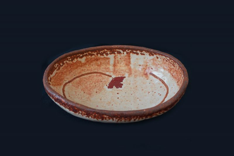 Oval ceramic large Bowl with Flower painting