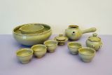Teeset (5 Pers.), grün Celadon, Blumen