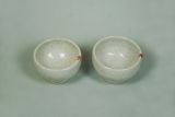 Small Tea Cups, White with Flower Deco.