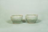 Small Tea Cups, White with Flower Deco.