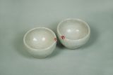 Small Tea Cups, White with Flower Deco.