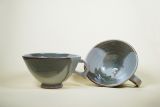 Tasse, grün,  braun Celadon