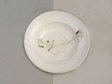 Ceramic soupplate, white, fish Deco