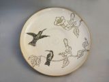 Large Plate with 2 Sparrows Deco.