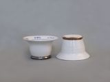Ceramic cup, white & silver round
