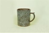 Ceramic Mug, L. Brown with Floral Deco.