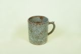 Ceramic Mug, L. Brown with Floral Deco.