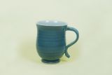 Tasse mit Griff, graublau, innen hellcreme