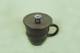 Ceramc Mug with Lid, Eggplant Color