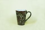 Tasse mit Griff, dunkelbraun, creme marmoriert