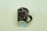 Tasse mit Griff, dunkelbraun, creme marmoriert