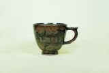 Tasse mit Griff, dunkelbraun schwarz marmoriert