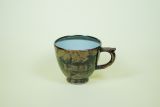 Tasse mit Griff, dunkelbraun schwarz marmoriert