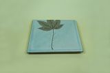 Teller, mint mit Blatt, quadratisch