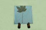 Teller, mint mit Blatt, quadratisch