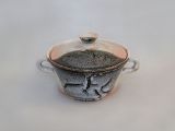 Mystical multi-colored ceramic Pot with Lid(B)
