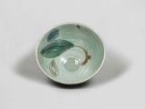 Matcha bowl, celadon with leaf decoration.