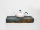 Small Teapot, White with Blue Deco.